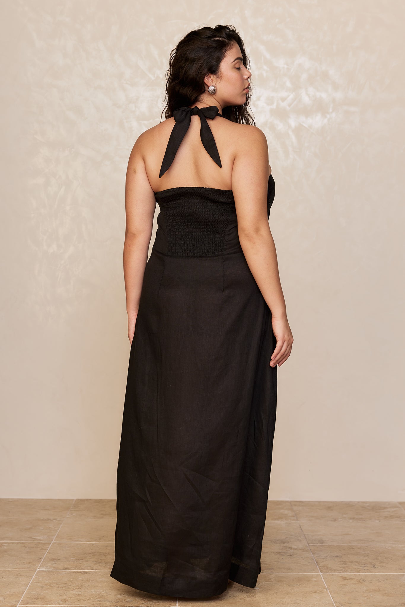 Montserrat Dress - Black Linen Black Linen / P Montserrat Dress - Black Linen Black Linen / P