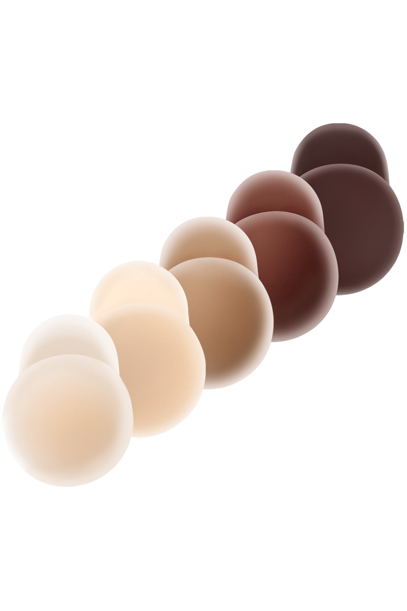 Seven round gradient skin-tone spheres arranged diagonally from pale to dark