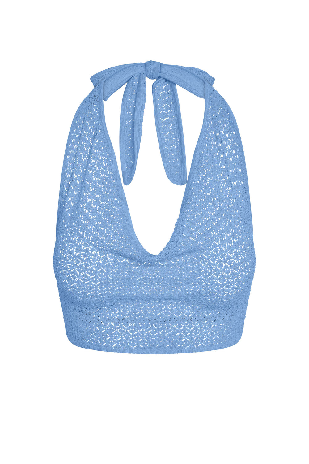 Bula Cowl Neck Top - Azure Lace Crochet – Monday Swimwear
