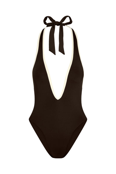 Cyprus One Piece - Espresso/Ivory – Monday Swimwear