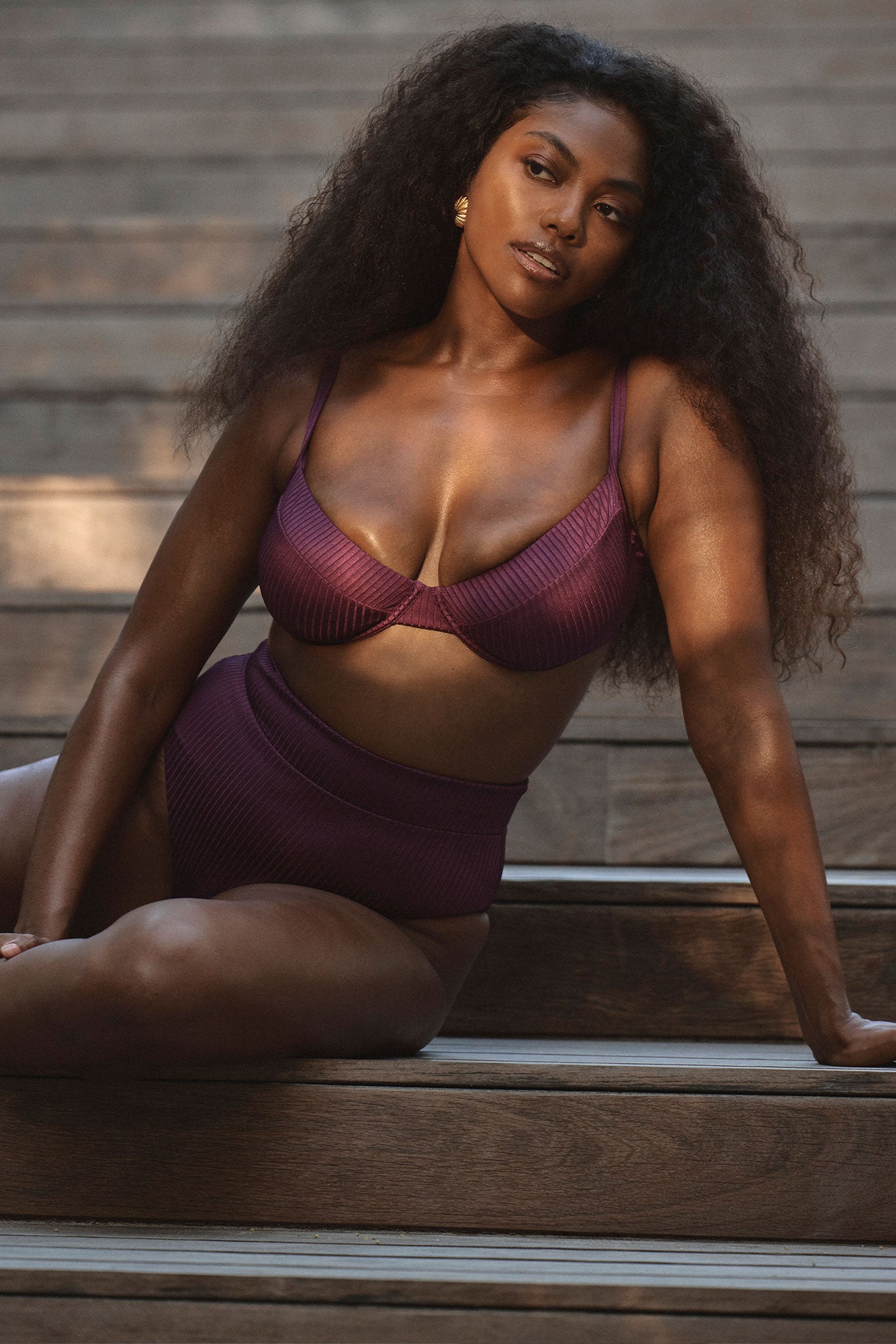 Sorrento Bottom - Eggplant Wide Rib – Monday Swimwear Sorrento Bottom - Eggplant Wide Rib – Monday Swimwear