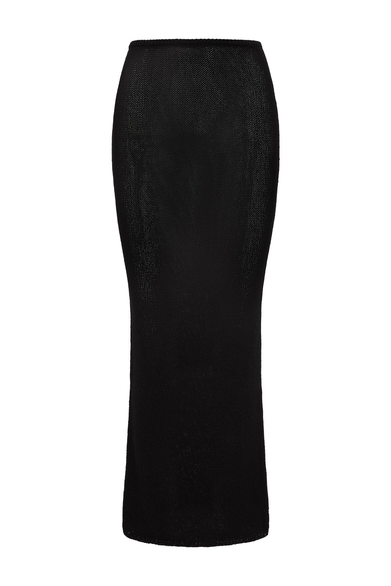 Black knit high-waist ankle-length pencil skirt