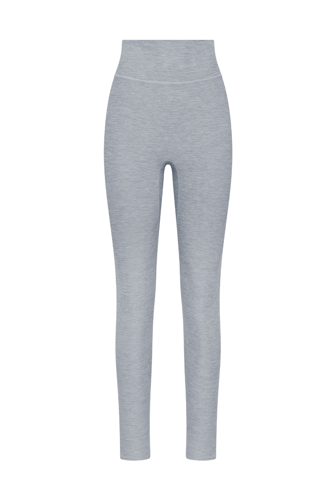 Light heather-gray high-waist seamless leggings, front view