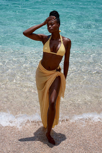 St. Tropez Sarong - Honey Crinkle Linen