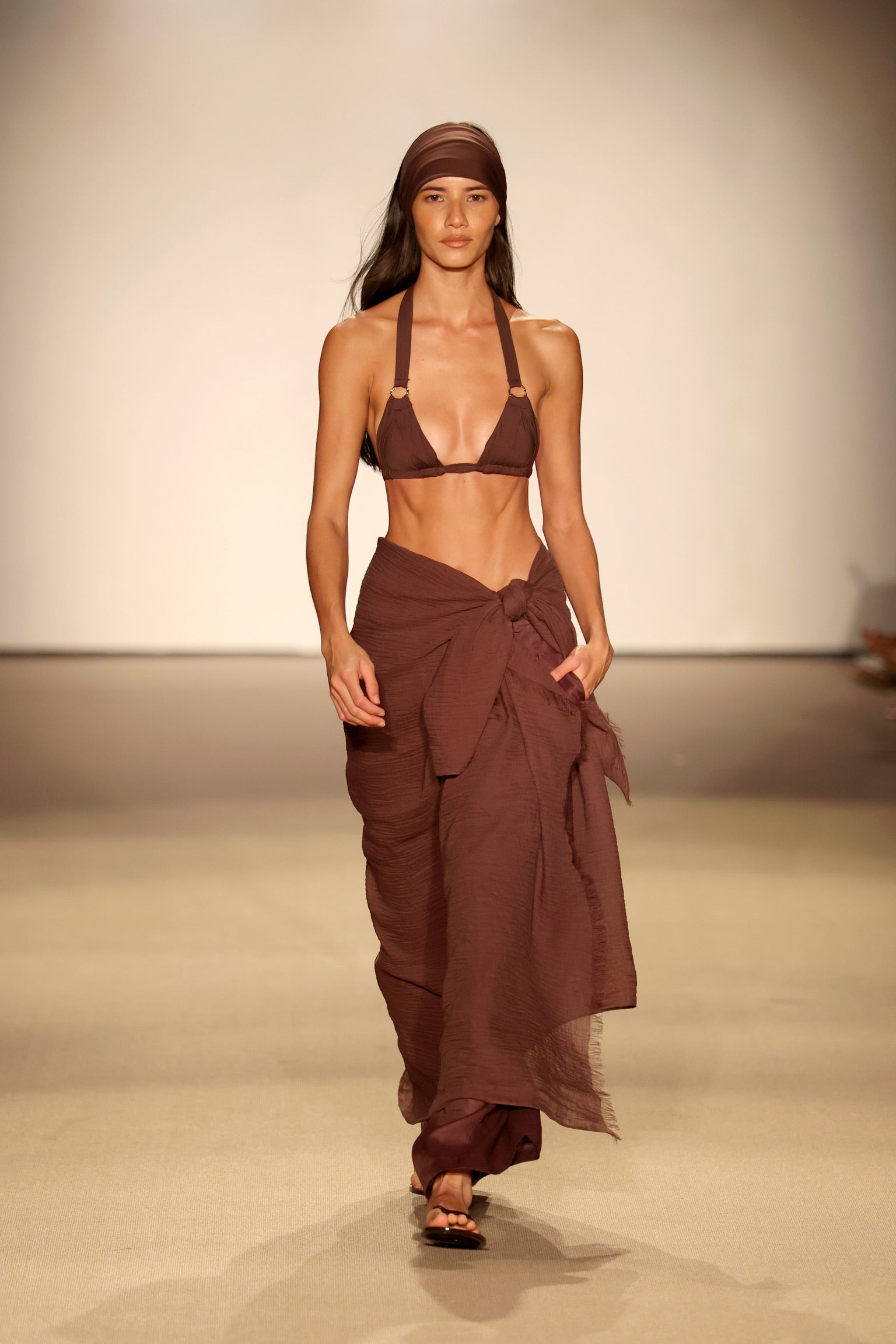 St. Tropez Sarong - Espresso Crinkle Linen
