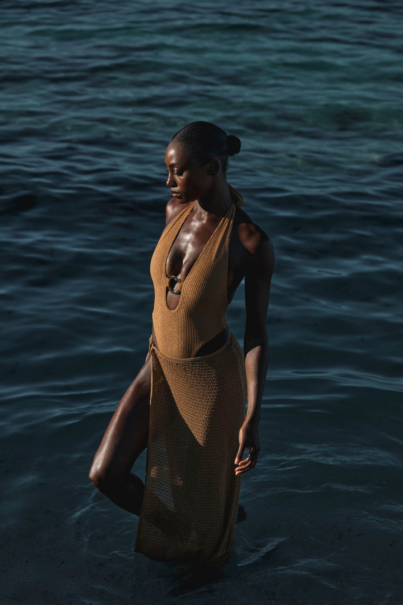 Montego One Piece - Antique Gold Lurex Rib