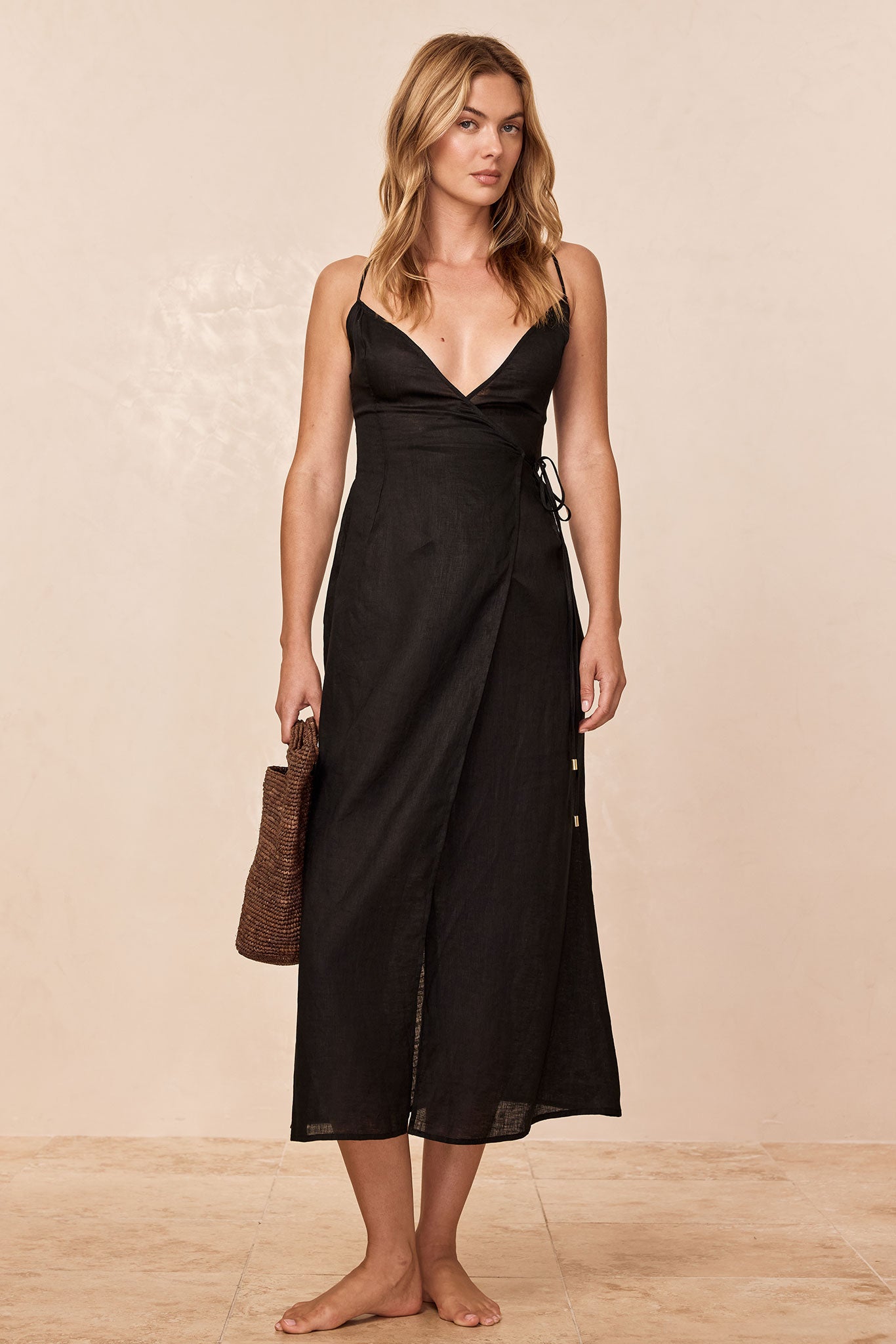 Levanzo Dress - Black Linen Monday Swimwear Levanzo Dress - Black Linen Monday Swimwear