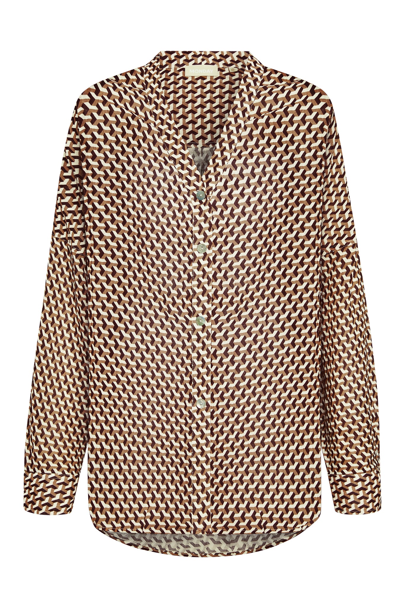 Barcelona Tunic - Husk Geo Crinkle Linen