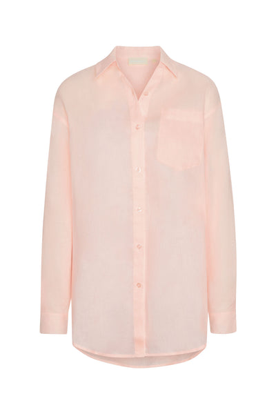 La Jolla Linen Shirt - Powder Pink Linen – Monday Swimwear