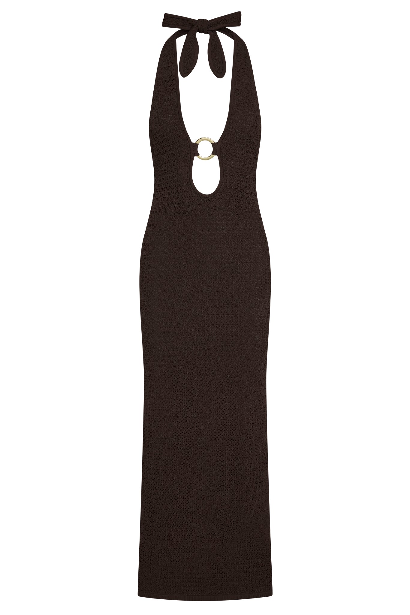 Montego Halter Dress - Espresso Lace Crochet