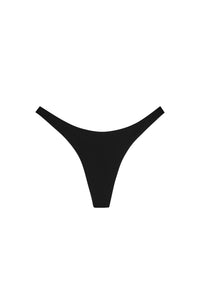 Front view of Milos Thong in black showcasing seamless mid-rise thong design on a white background