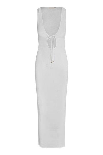 Monte Carlo Tie Dress - White Lace Crochet