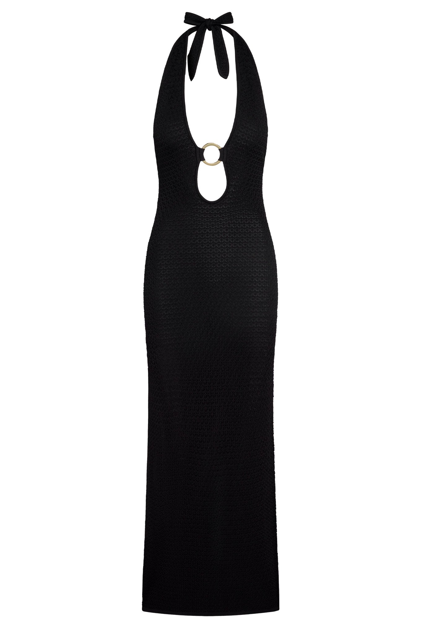 black fitted halter dress Montego march24drop1 Surplice Tiered Cotton Maxi Designed to captivate from Color:As pictured