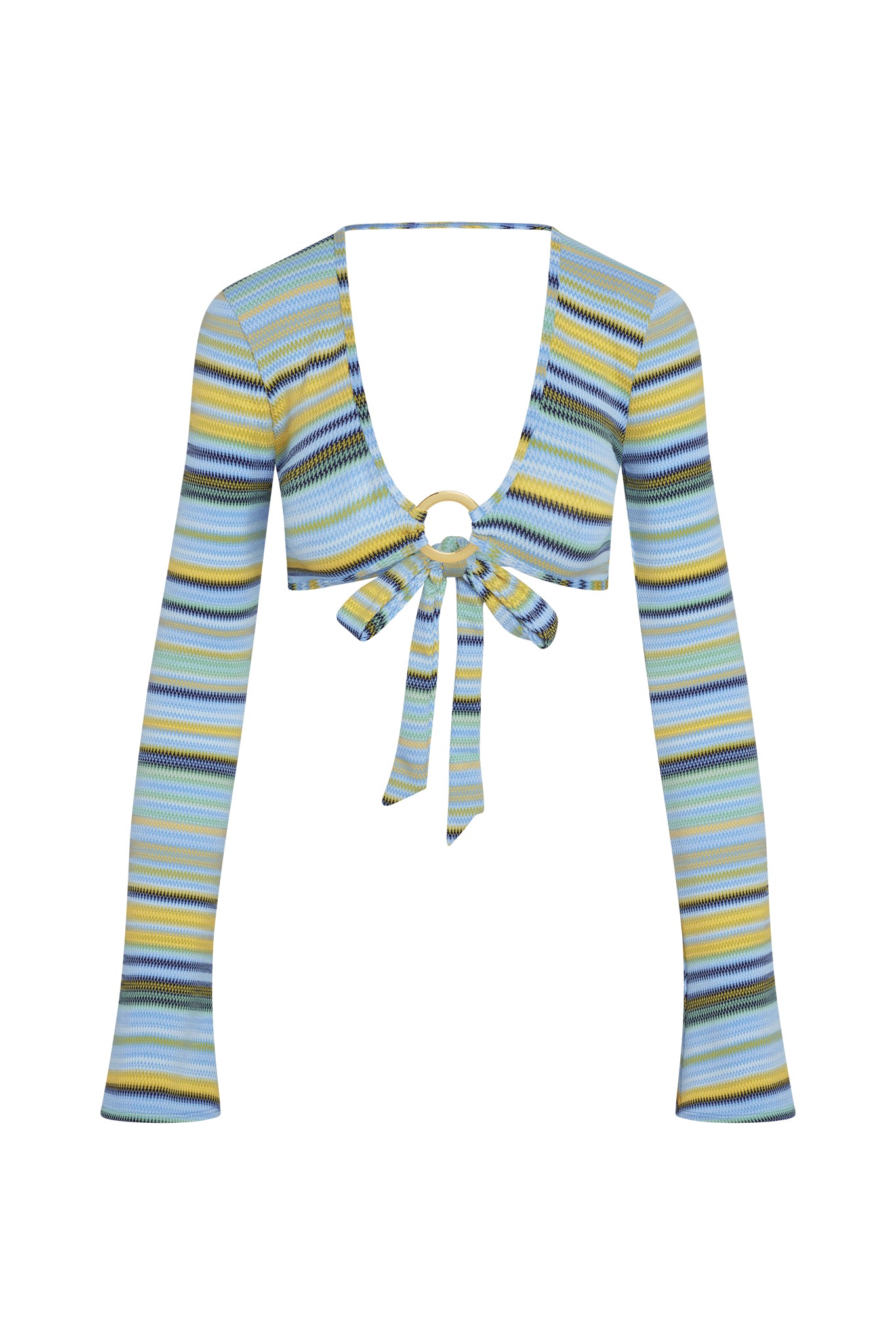 Montego Crop Top - Sardinia Stripe Azure