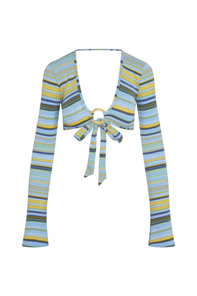 Montego Crop Top - Sardinia Stripe Azure – Monday Swimwear