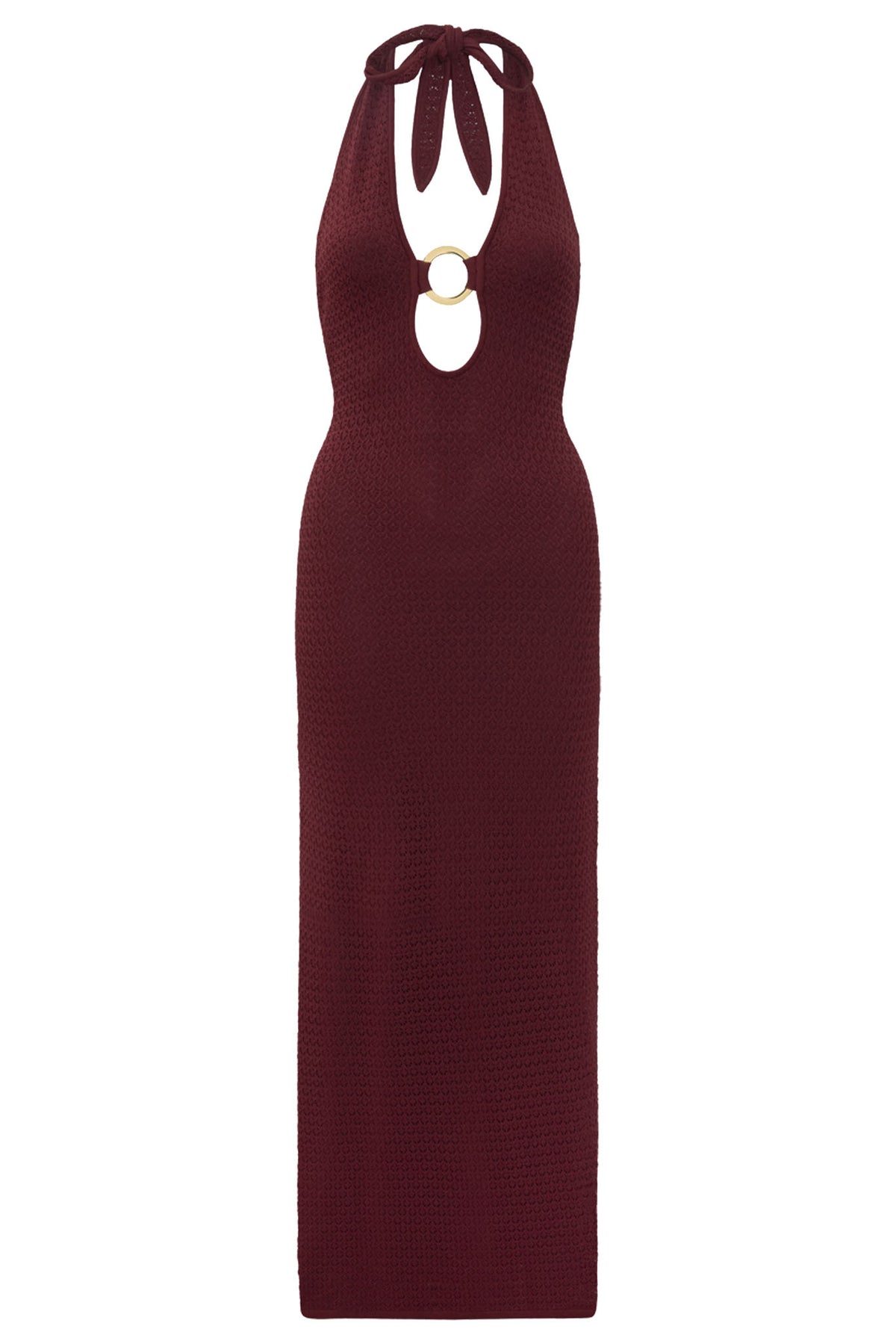Montego Halter Dress - Deep Burgundy Lace Crochet