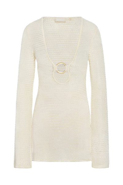 Montego Mini Dress - Ivory Shiny Treble Knit – Monday Swimwear