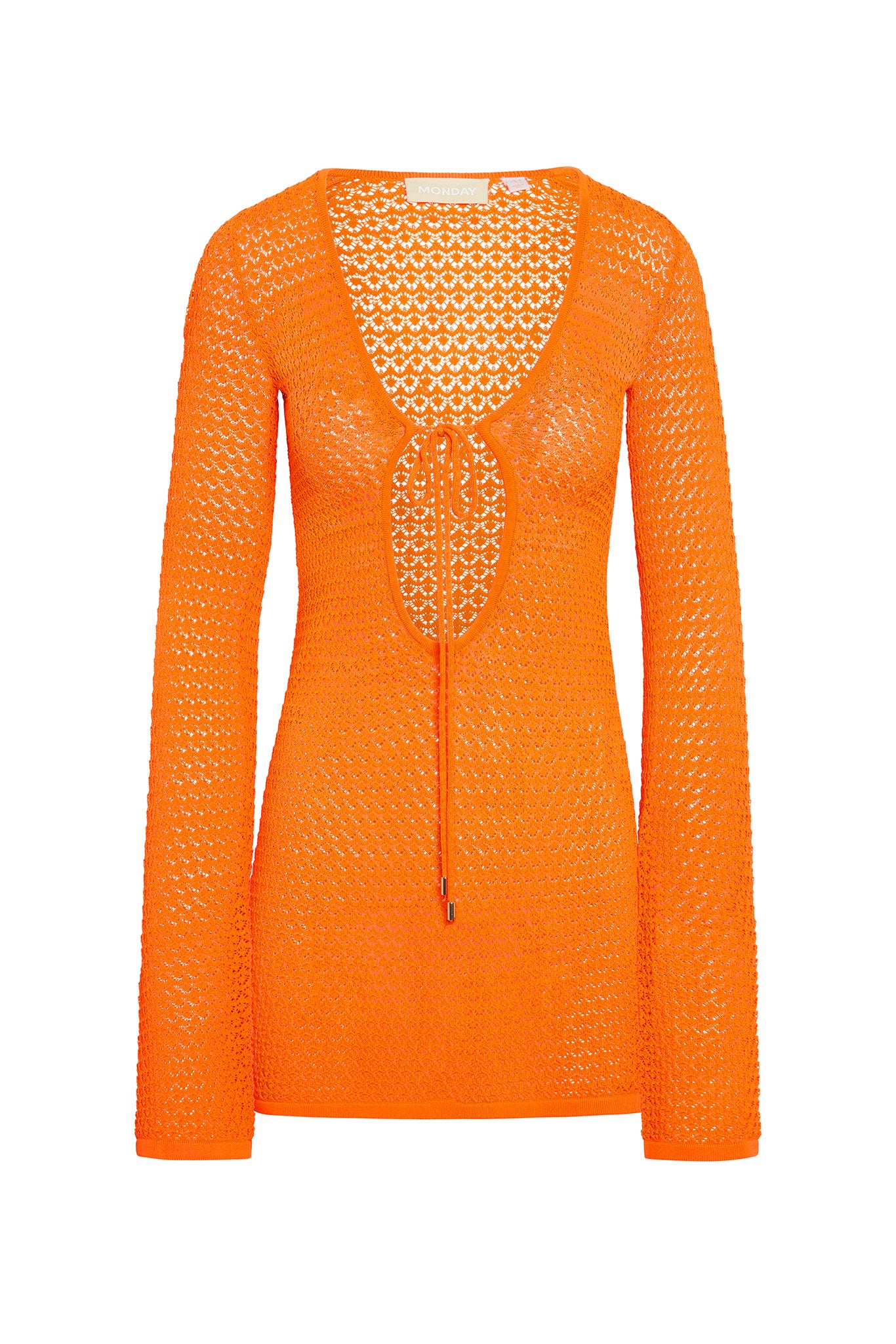 Montego Mini Tie Dress - Tangerine Lace Crochet