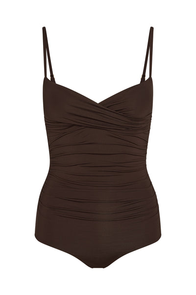 Bordeaux One Piece Full Coverage - Espresso – Monday Swimwear