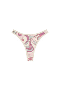 Front view of Somerset Bottom - Costa Rei Pink/Ivory showcasing mid-rise, high-cut leg and binding detail on white background