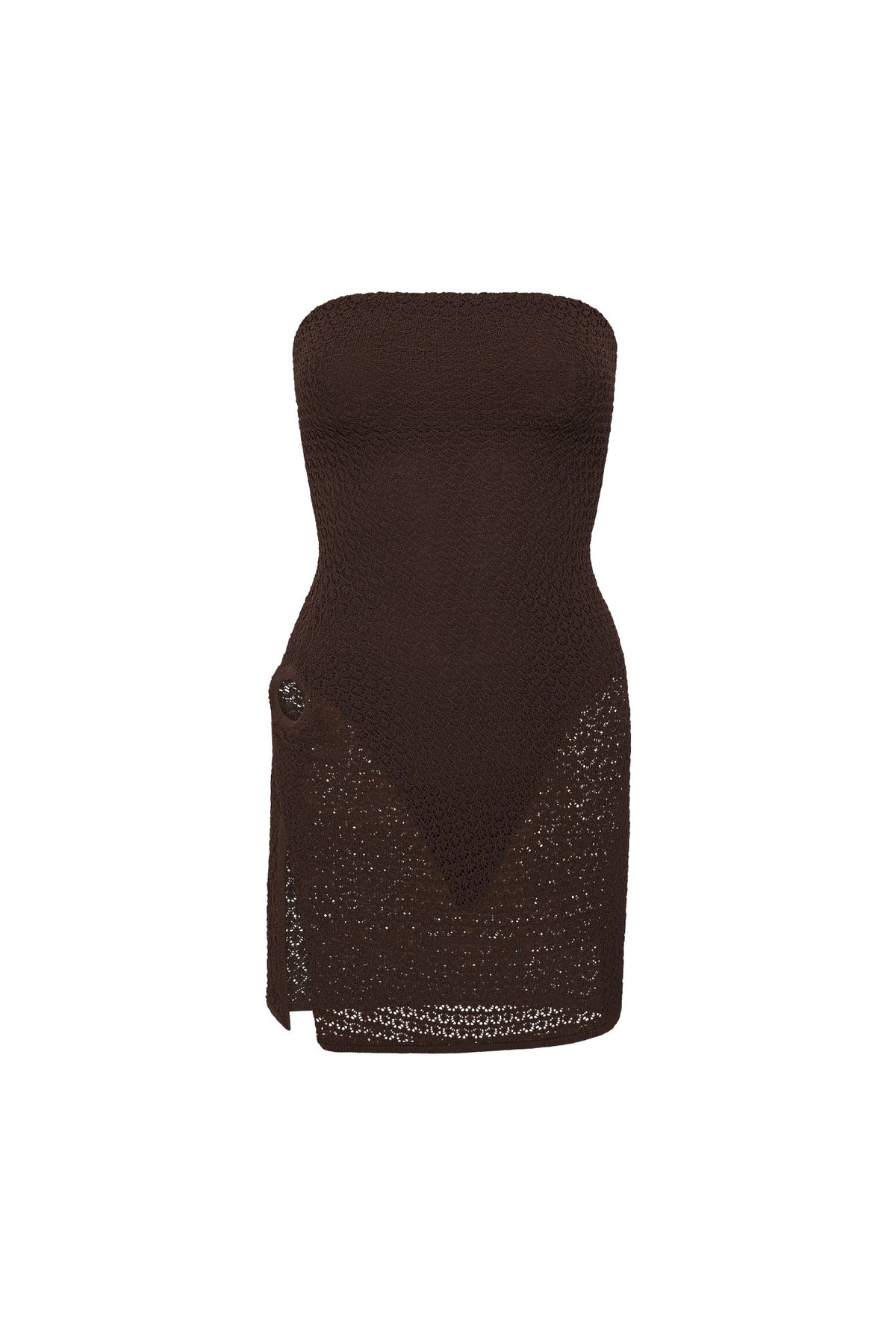 Palermo Strapless Mini Dress - Espresso Lace Crochet
