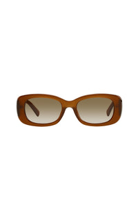 brown rectangular sunglasses with gradient brown lenses on white background