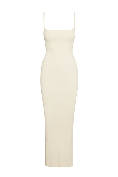 emis sleeveless knit dress ivory product info and reviews Amilee Scarf Knit Mini Dress / Ivory | MESHKI
