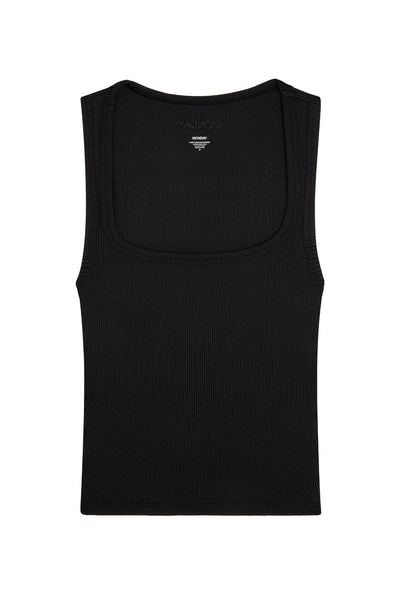 Tash Tank Long - Black Rib – Monday Swimwear