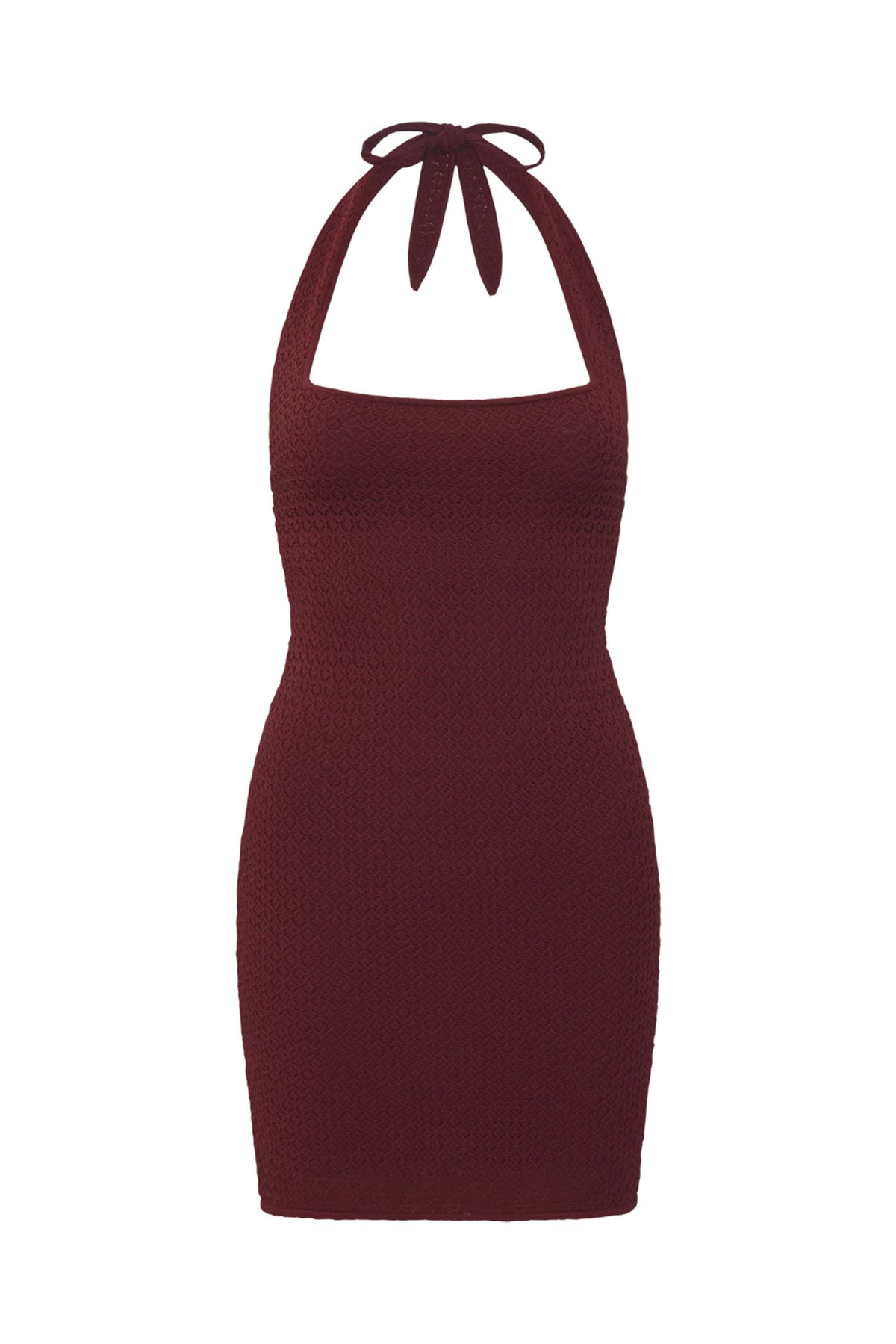 Waikiki Mini Dress - Deep Burgundy Lace Crochet