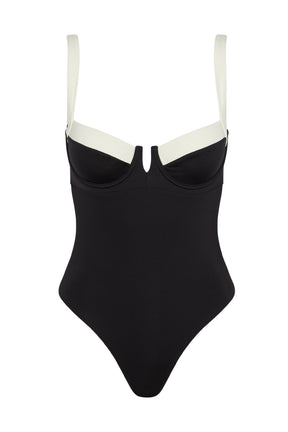 Clovelly One Piece - Black/Ivory – Monday Swimwear