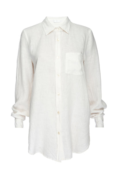 Monaco Shirt - White Crinkle Linen – Monday Swimwear