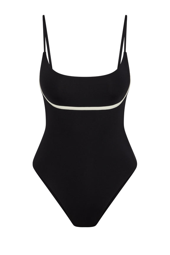 Sausalito One Piece - Black/Ivory – Monday Swimwear