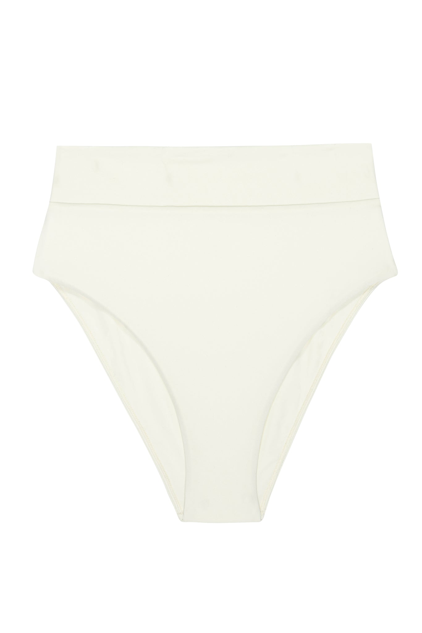 Cream high-waist bikini bottom with fold-over waistband